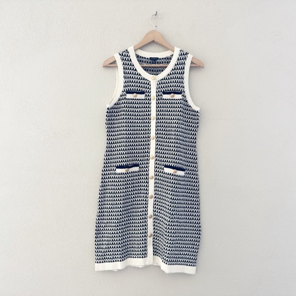 Talbots Textured Tweed Lady Dress Med Sweater Cotton Knit Classic Old Money NWT - Picture 4 of 12